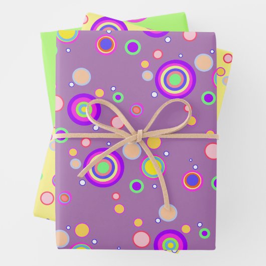 Begin jaren 2000 kleurrijke cirkels Geometrisch pa Inpakpapier Vel (In situ)