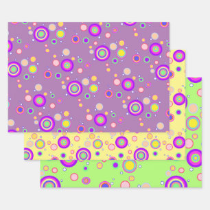 Begin jaren 2000 kleurrijke cirkels Geometrisch pa Inpakpapier Vel