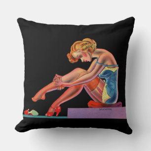 begin jaren 40: een prachtig meisje met een pin-up kussen