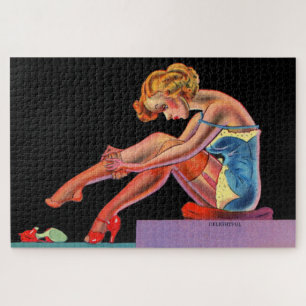 begin jaren 40: een prachtig meisje met een pin-up legpuzzel