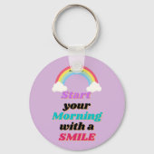 Begin je ochtendgloren met een Smile Button Sleute Sleutelhanger (Voorkant)