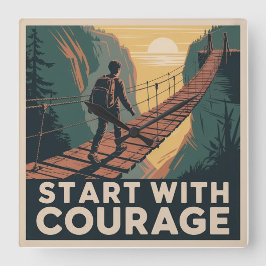 Begin Met Moed Vierkante Klok (Voorkant)