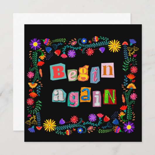 Begin opnieuw met aanmoediging Start meer dan 2e k Bedankkaart (Voorkant / Achterkant)