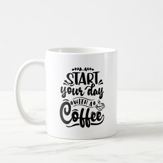 Begin uw dag met een koffie-Mok Koffiemok (Links)