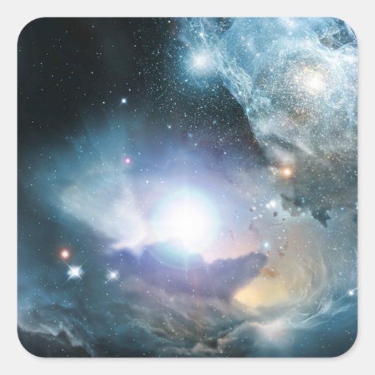 Begin van het universum vierkante sticker (Voorkant)