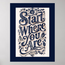 Begin waar je decoratieve typografie bent poster