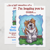 Beging St. Bernard Party nodigt uit Kaart (Voorkant / Achterkant)