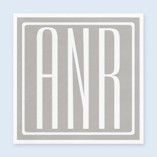 Beginletter Monogram Wit Op Lichtgrijs Servetten