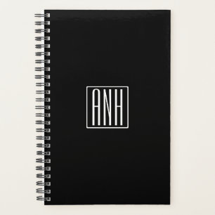 Beginletter Monogram Wit Op Zwart Planner