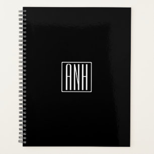 Beginletter Monogram Wit Op Zwart Planner