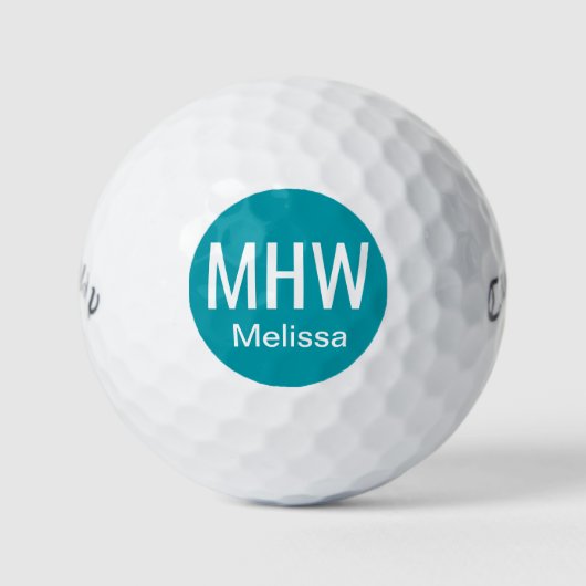 Beginletter Naam Teal Golfballen (Voorkant)