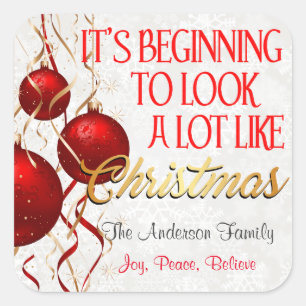 Beginnen te lijken op Kerstmis Custom Vierkante Sticker