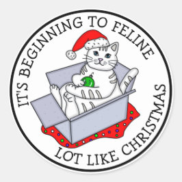 Beginnend aan Feline Lot als Kerstmis Ronde Sticker