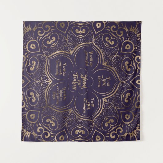 Beginselen van Reiki - Reiki beschermt Paars en go Wandkleed (Voorkant (horizontaal))