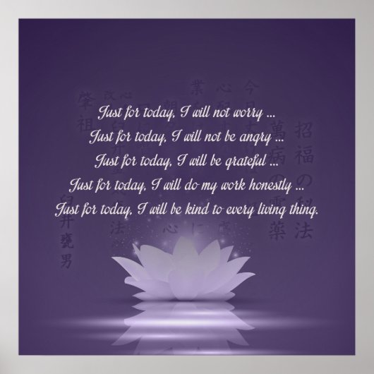 Beginselen van Reiki - Reiki Preepts Poster (Voorkant)