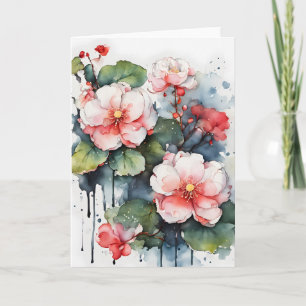 Begonia - Aquarel bloemen Kaart