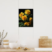 Bégonia Jaune Fleurs Art Imprimer Poster (Cuisine)