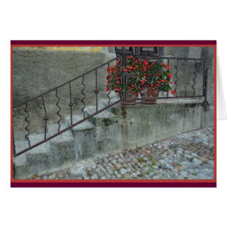 Bégonias sur le stoop de la maison dans