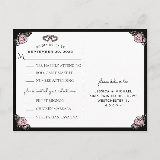 Begraafplaats Liefde MENU RSVP Halloween Bruiloft (Achterkant)