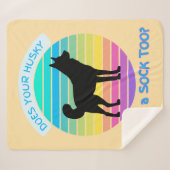 Begraaft uw Husky een sok te retro Sunset perzik Sherpa Deken (Voorkant (horizontaal))