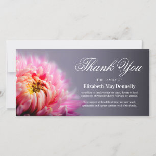 Begrafenis bedankje Opmerking Roze chrysanten Kaart