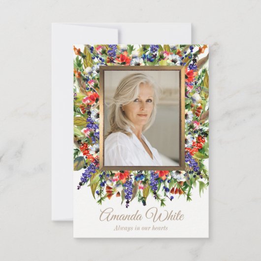 Begrafenis bedankjes klein | Bosbloemen Bedankkaart (Voorkant)