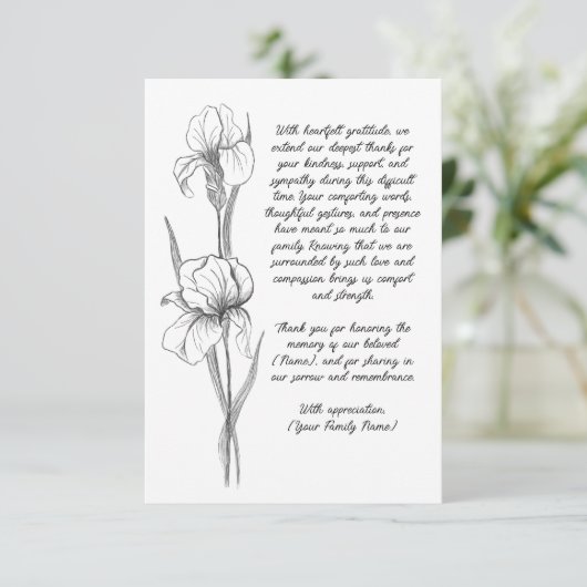 begrafenis bedankkaart (Staand voorkant)