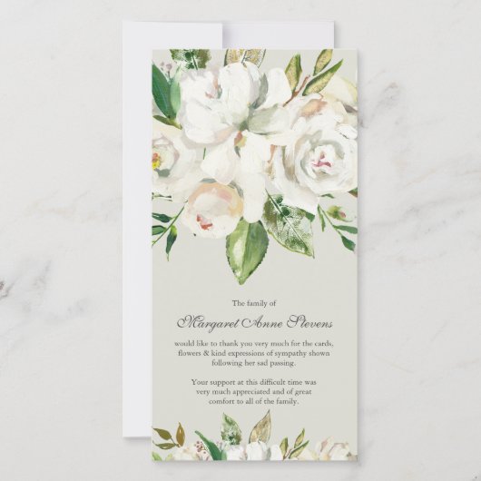 Begrafenis bedankkaarten | Antiek witte roos Bedankkaart (Voorkant)