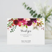 Begrafenis bedankkaarten | Crimson Floral Bedankkaart (Staand voorkant)