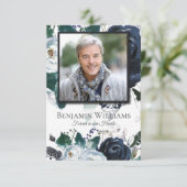 Begrafenis bedankkaarten | Navy Peony Bedankkaart (Staand voorkant)