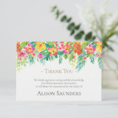 Begrafenis bedankkaarten | tropische bloemen bedankkaart (Staand voorkant)
