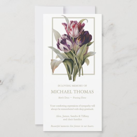 Begrafenis bedankkaarten |  tulpen bedankkaart (Voorkant)