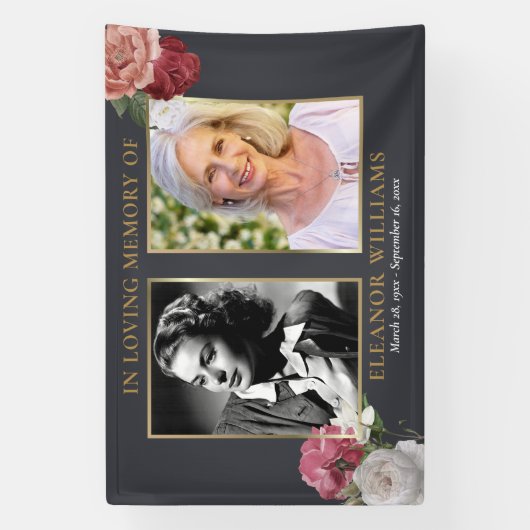 Begrafenis Bloemen 2 foto viering van het leven Spandoek (Verticaal)