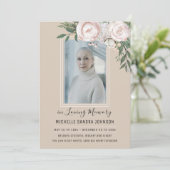 Begrafenis Bloemen Beige Foto Memorial Programma (Staand voorkant)