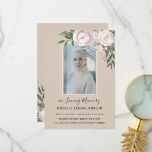 Begrafenis Bloemen Beige Foto Memorial Programma