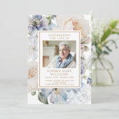 Begrafenis Blush & Blue Flowers Memorial Programma (Staand voorkant)