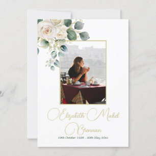 Begrafenis Christelijke foto Elegant Roos Bloemen Kaart