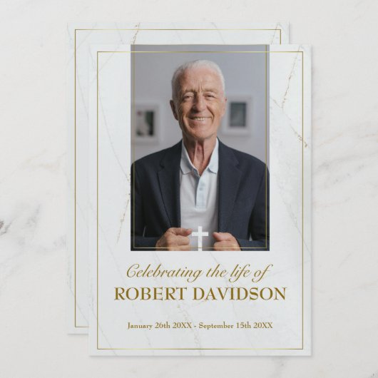 Begrafenis Custom Marble Memorial Fototafel Programma (Voorkant / Achterkant)