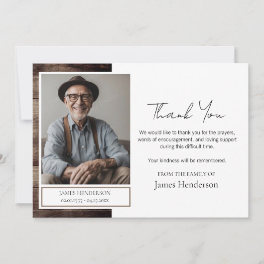 Begrafenis Dank u Foto Bedankkaart (Voorkant)