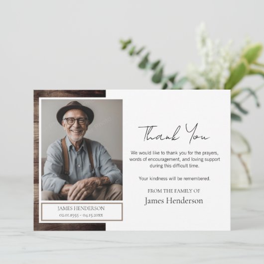 Begrafenis Dank u Foto Kaart (Staand voorkant)