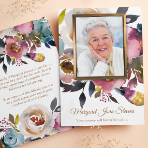 Begrafenis Dank u Kaarten Dusty Blue & Misty Roos 