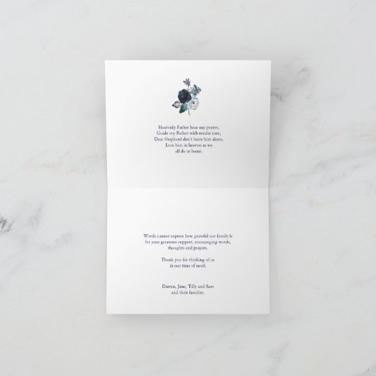 Begrafenis dank u kaarten | Marine en Witte pioene (Binnen)