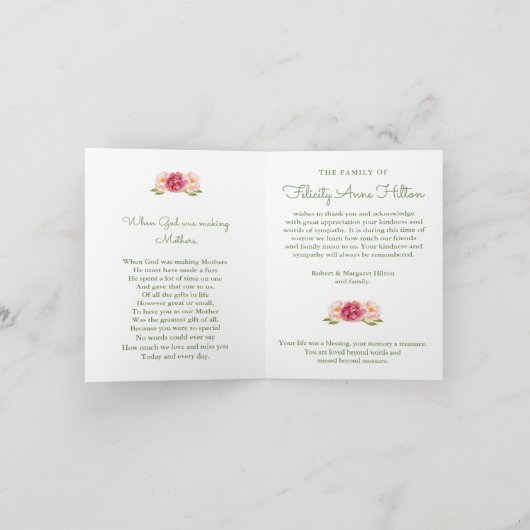 Begrafenis dank u kaarten | Waterverf Bloemen 5 (Binnen)