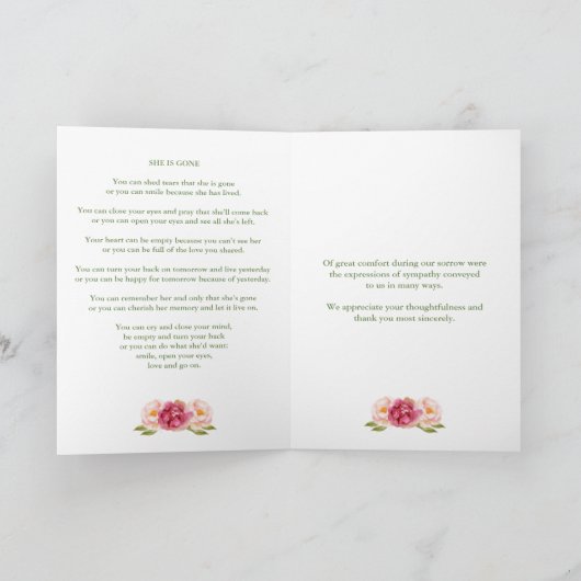 Begrafenis dank u kaarten | Waterverf Bloemenfoto (Binnen)