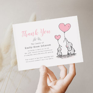 begrafenis dank u   Roze kinderverdriet Bedankkaart