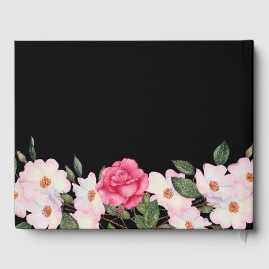 Begrafenis hield van een Waterverf roze witte roze Gastenboek (Achterkant)