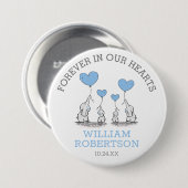 Begrafenis in liefdevolle herinnering | Blue Heart Ronde Button 7,6 Cm (Voorkant /achterkant)