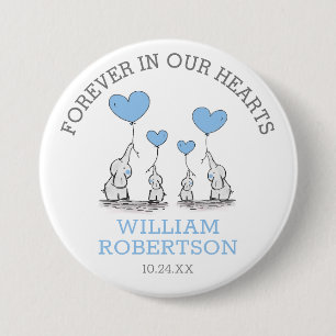 Begrafenis in liefdevolle herinnering   Blue Heart Ronde Button 7,6 Cm
