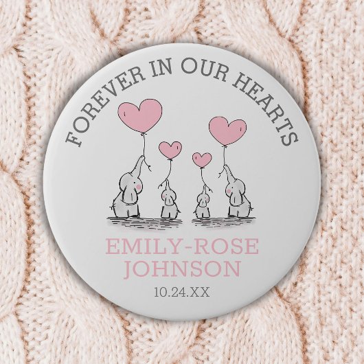 Begrafenis in liefdevolle herinnering | Pink Heart Ronde Button 7,6 Cm