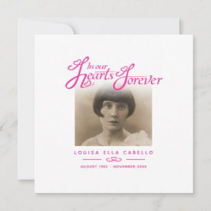 Begrafenis in ons hart is ze weg gedicht roze wit notitiekaartje